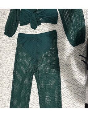 Women’s Dark Green Mesh Pants & Cover-Up Set